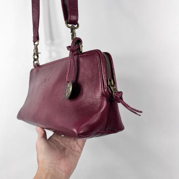 Wanderers Travel Co Crossbody Bag Marianna Burgundy Leather Handbag - Picture 3 of 16